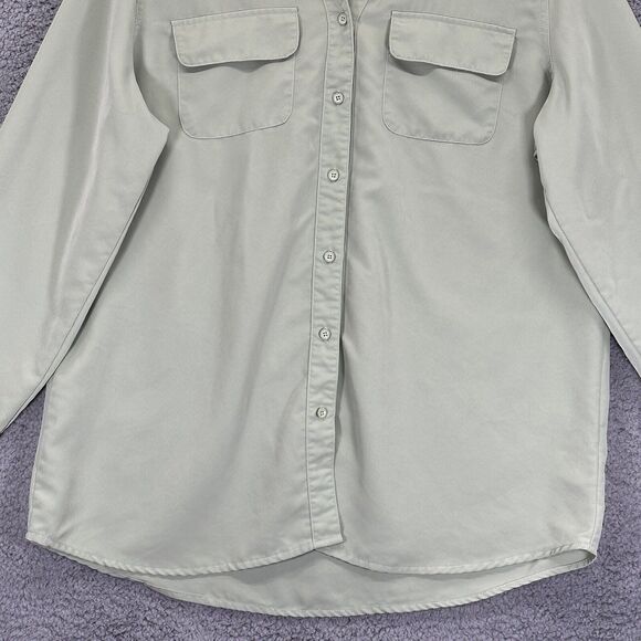 D&Co. Soft Utility Tunic Top Women M Green Button Front Roll Tab Long Sleeve J09 - Picture 3 of 12